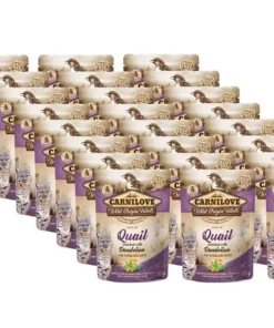 Carnilove Nassfutter Cat Pouch Ragout Wachtel mit Löwenzahn, 24 x 85 g