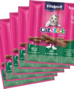 Vitakraft Katzen-Snack Cat-Stick mini Ente & Kaninchen, 5 x 6 Stk.