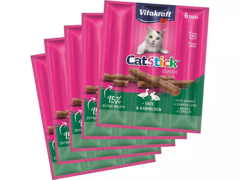 Vitakraft Katzen-Snack Cat-Stick mini Ente & Kaninchen, 5 x 6 Stk. 3 Vitakraft Katzen-Snack Cat-Stick mini Ente & Kaninchen, 5 x 6 Stk.