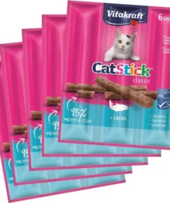 Vitakraft Katzen-Snack Cat-Stick mini Lachs MSC, 5 x 6 Stk.