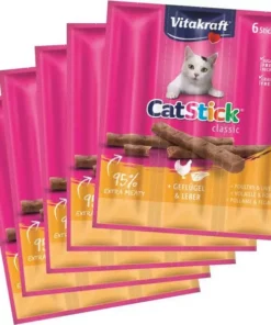 Vitakraft Katzen-Snack Cat-Stick mini Geflügel & Leber, 5 x 6 Stk.