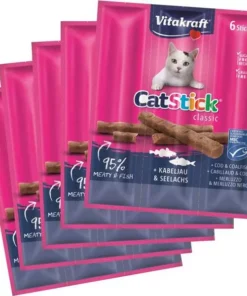 Vitakraft Katzen-Snack Cat-Stick mini Kabeljau & Seelachs, 5 x 6 Stk.