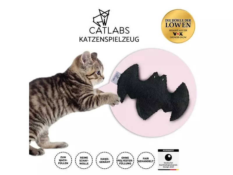 Catlabs Katzen-Spielzeug Flauschige Fledermaus mit Baldrianwurzel 5 Catlabs Katzen-Spielzeug Flauschige Fledermaus mit Baldrianwurzel – Bild 3