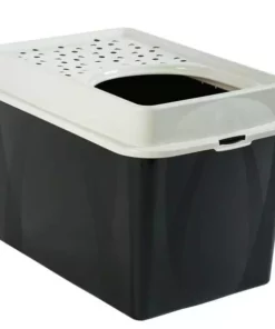 Rotho Katzentoilette Berty Eco, Schwarz – Sand