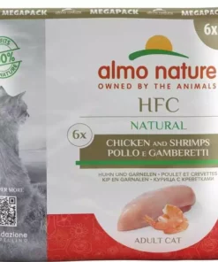 Almo Nature Nassfutter HFC Natural Huhn und Garnelen, 6 x 55 g