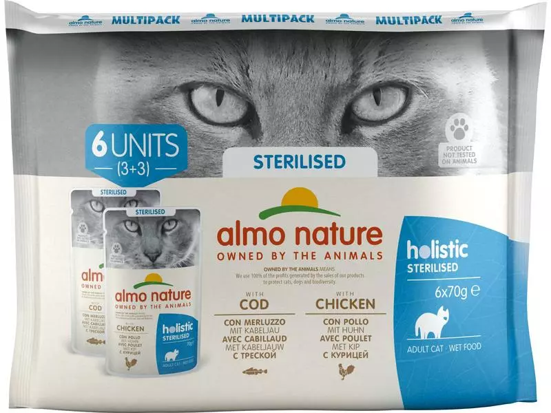 Almo Nature Nassfutter Holistic Sterilised mit Kabeljau & Huhn, 6x70g 3 Almo Nature Nassfutter Holistic Sterilised mit Kabeljau & Huhn, 6x70g