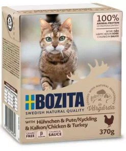 Bozita Nassfutter Häppchen in Sauce mit Hühnchen & Pute, 370 g
