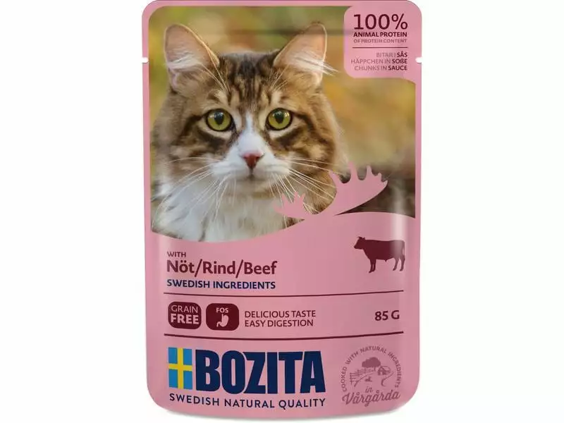 Bozita Nassfutter Pouch Häppchen in Sauce Rind, 85 g 3 Bozita Nassfutter Pouch Häppchen in Sauce Rind, 85 g