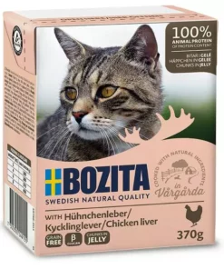 Bozita Nassfutter Häppchen in Gelée mit Hühnchenleber, 370 g