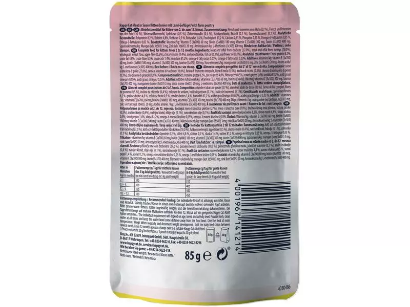 Happy Cat Nassfutter Meat in Sauce Kitten & Junior Geflügel, 24 x 85 g 5 Happy Cat Nassfutter Meat in Sauce Kitten & Junior Geflügel, 24 x 85 g – Bild 3