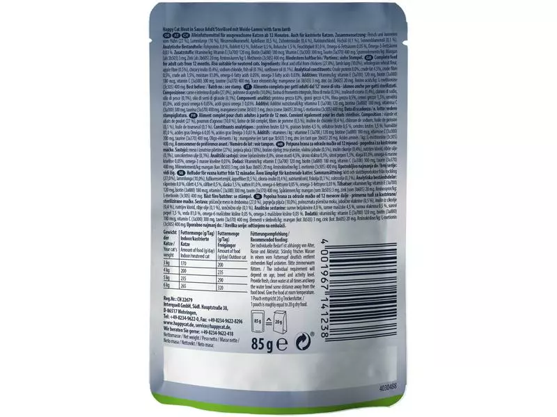 Happy Cat Nassfutter Meat in Sauce Culinary Weide-Lamm, 24 x 85 g 5 Happy Cat Nassfutter Meat in Sauce Culinary Weide-Lamm, 24 x 85 g – Bild 3