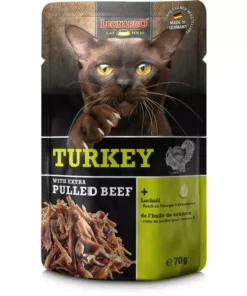 Leonardo Cat Food Nassfutter Truthahn & Pulled Beef, 70 g