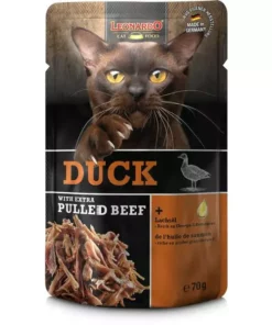 Leonardo Cat Food Nassfutter Ente & Pulled Beef, 70 g