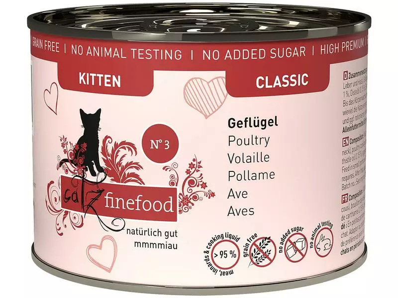 Catz finefood Nassfutter Kitten No.03 Geflügel, 6 x 200 g 4 Catz finefood Nassfutter Kitten No.03 Geflügel, 6 x 200 g – Bild 2