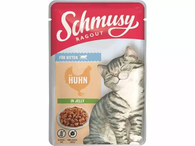 Schmusy Nassfutter Ragout Kitten Huhn Jelly, 22 x 100 g 4 Schmusy Nassfutter Ragout Kitten Huhn Jelly, 22 x 100 g – Bild 2