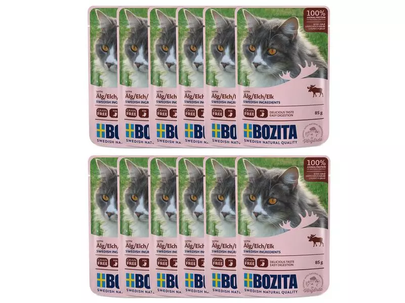 Bozita Nassfutter Pouch Häppchen in Gelée Elch, 12 x 85 g 3 Bozita Nassfutter Pouch Häppchen in Gelée Elch, 12 x 85 g