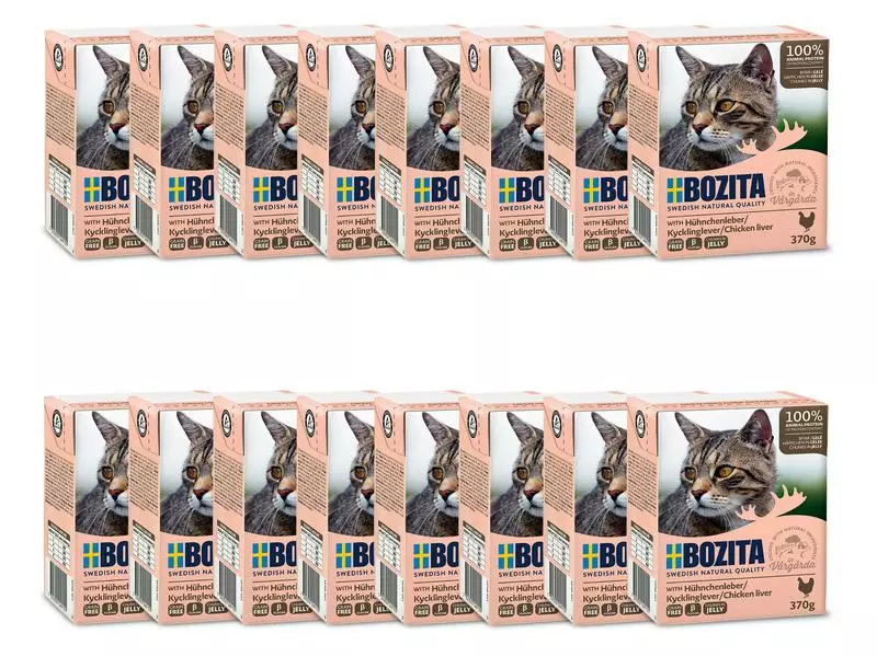 Bozita Nassfutter Häppchen in Gelée mit Hühnchenleber, 16 x 370 g 3 Bozita Nassfutter Häppchen in Gelée mit Hühnchenleber, 16 x 370 g