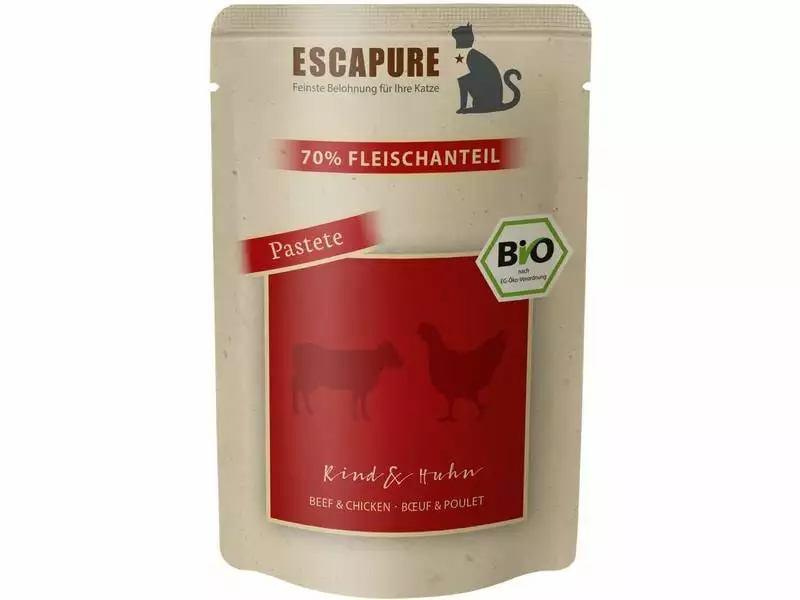 Escapure Bio-Nassfutter Pouch BIO Rind & Huhn, 12 x 100 g 4 Escapure Bio-Nassfutter Pouch BIO Rind & Huhn, 12 x 100 g – Bild 2