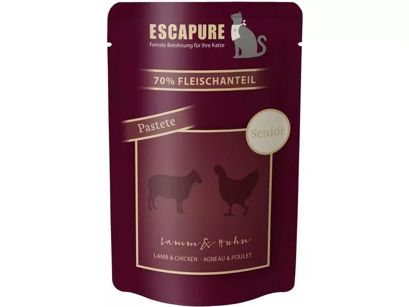 Escapure Nassfutter Pouch Senior Lamm & Huhn, 12 x 100 g 4 Escapure Nassfutter Pouch Senior Lamm & Huhn, 12 x 100 g – Bild 2