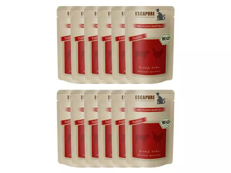 Escapure Bio-Nassfutter Pouch BIO Rind & Huhn, 12 x 100 g 3 Escapure Bio-Nassfutter Pouch BIO Rind & Huhn, 12 x 100 g