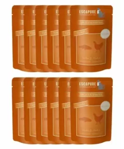 Escapure Nassfutter Pouch Kitten Lachs & Huhn, 12 x 100 g