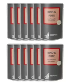 Escapure Nassfutter Pouch Rind & Pute, 12 x 100 g