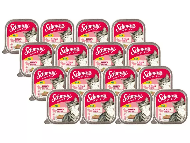 Schmusy Nassfutter Menü Fleischcocktail, 16 x 100 g 3 Schmusy Nassfutter Menü Fleischcocktail, 16 x 100 g