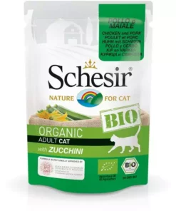 Schesir Nassfutter Bio Huhn, Schwein & Zucchini, 85 g
