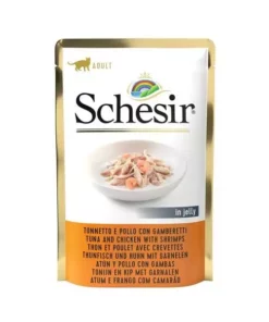 Schesir Nassfutter Thunfisch, Huhn & Garnelen in Gelée, 85 g