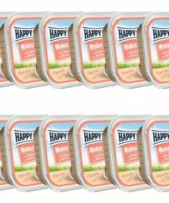Happy Cat Nassfutter Minkas Duo Häppchen Geflügel & Lachs, 12 x 100 g