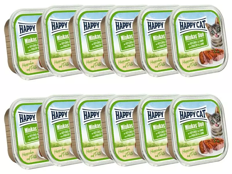 Happy Cat Nassfutter Minkas Duo Häppchen Geflügel & Lamm, 12 x 100 g 3 Happy Cat Nassfutter Minkas Duo Häppchen Geflügel & Lamm, 12 x 100 g