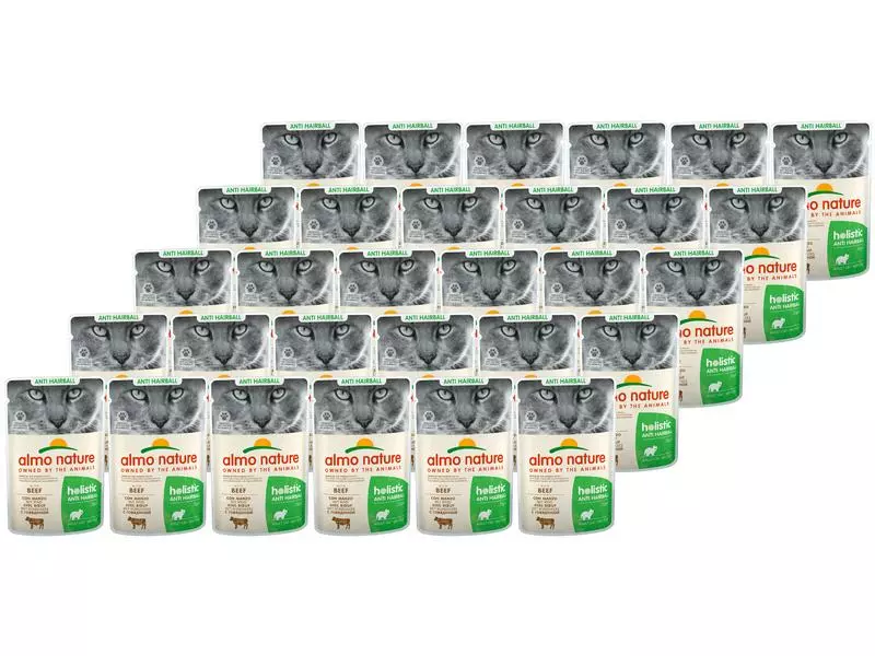 Almo Nature Nassfutter Holistic Anti Hairball mit Rind, 30 x 70 g 3 Almo Nature Nassfutter Holistic Anti Hairball mit Rind, 30 x 70 g