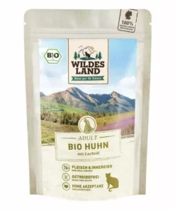 Wildes Land Nassfutter Adult BIO Huhn PUR m. Lachsöl 85 g