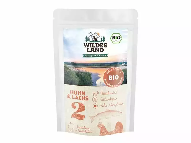 Wildes Land Nassfutter Adult BIO Huhn & Lachs 85 g 3 Wildes Land Nassfutter Adult BIO Huhn & Lachs 85 g