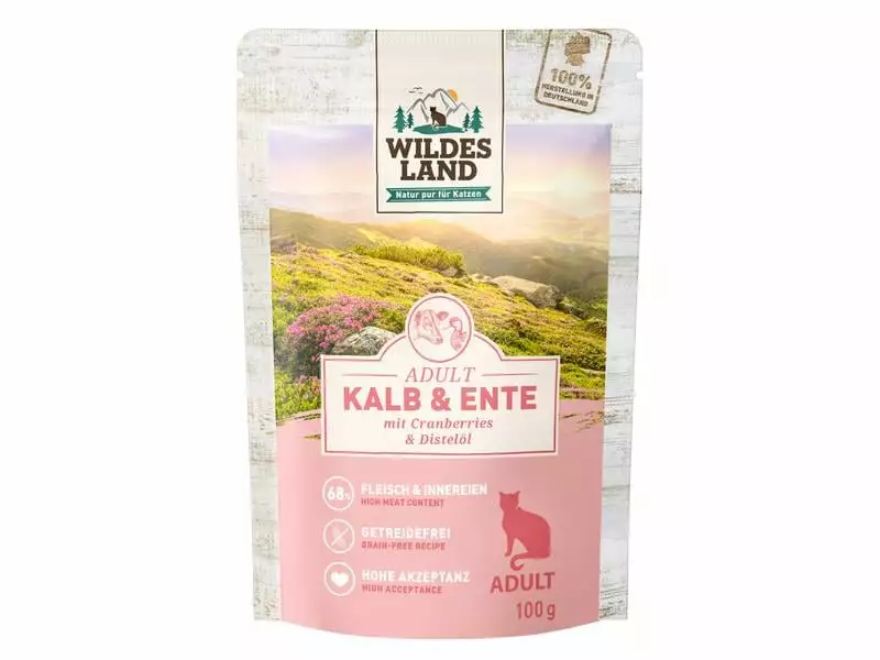 Wildes Land Nassfutter Adult Kalb & Ente 12 x 100 g 3 Wildes Land Nassfutter Adult Kalb & Ente 12 x 100 g
