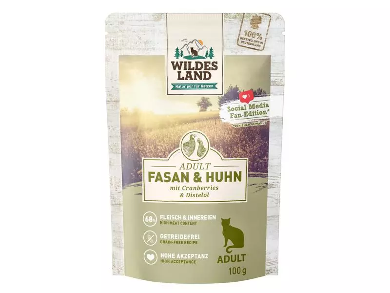 Wildes Land Nassfutter Adult Fasan & Huhn 100 g 3 Wildes Land Nassfutter Adult Fasan & Huhn 100 g