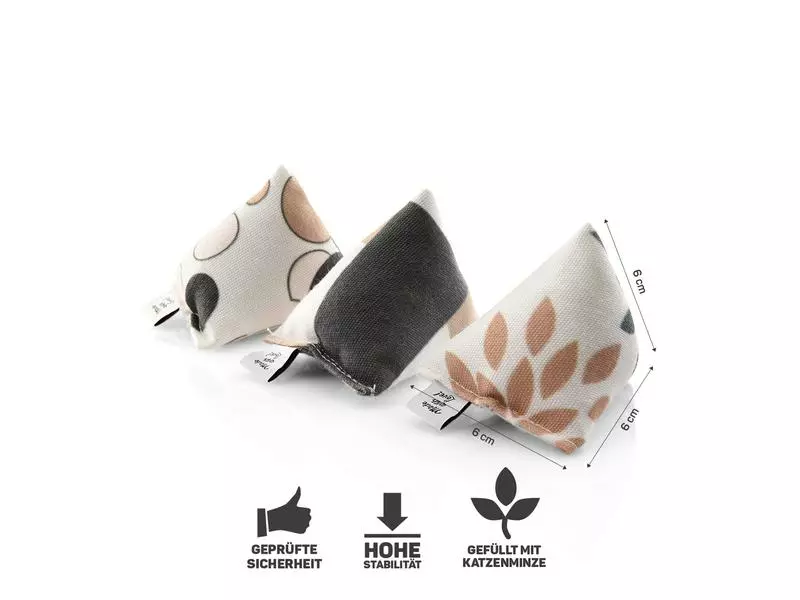 CanadianCat Katzenminze-Spielzeug Mini-Pyramiden, 3er Set, Beige 4 CanadianCat Katzenminze-Spielzeug Mini-Pyramiden, 3er Set, Beige – Bild 2
