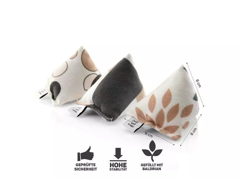 CanadianCat Baldrian-Spielzeug Mini-Pyramiden, 3er Set, Beige 4 CanadianCat Baldrian-Spielzeug Mini-Pyramiden, 3er Set, Beige – Bild 2