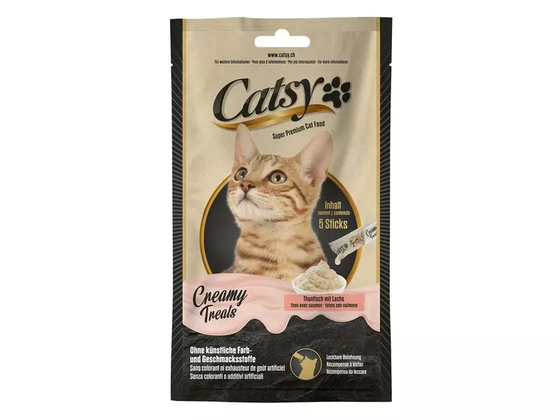 Catsy Katzen-Snack Creamy Snack Tuna & Salmon, 5 x 14 g 3 Catsy Katzen-Snack Creamy Snack Tuna & Salmon, 5 x 14 g