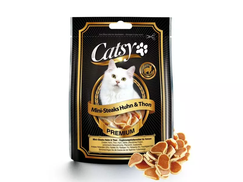 Catsy Katzen-Snack Mini-Steaks Huhn & Thon, 50 g 3 Catsy Katzen-Snack Mini-Steaks Huhn & Thon, 50 g