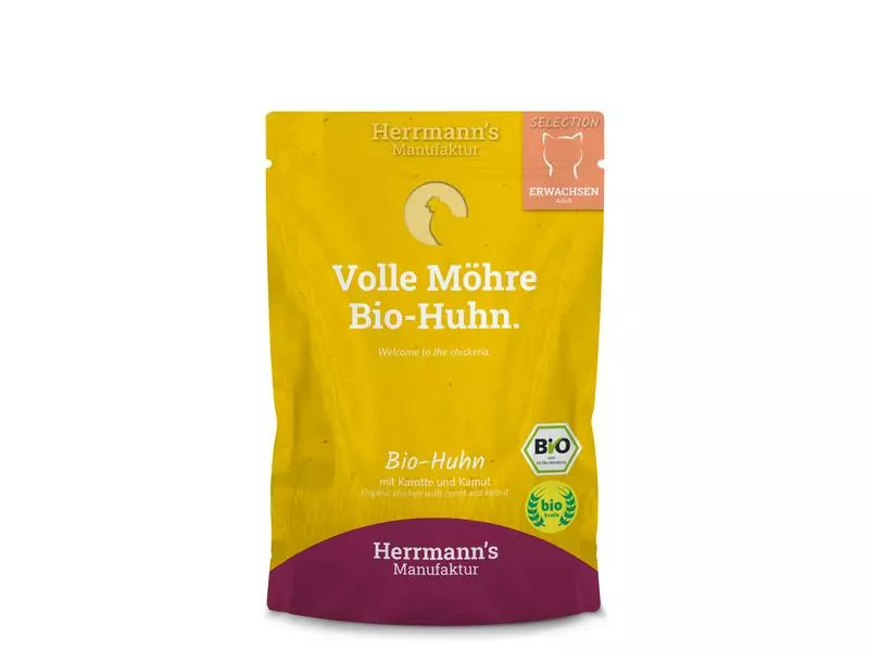 Herrmann's Nassfutter Bio Huhn mit Karotte und Kamut 3 Herrmann's Nassfutter Bio Huhn mit Karotte und Kamut
