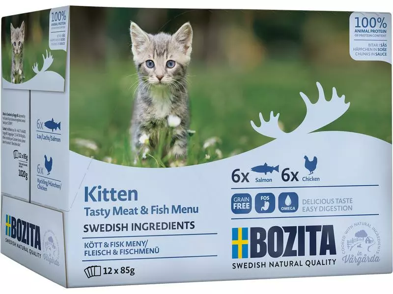 Bozita Nassfutter Pouch Häppchen Sauce Kitten Fleisch/Fisch,12x85g 3 Bozita Nassfutter Pouch Häppchen Sauce Kitten Fleisch/Fisch,12x85g