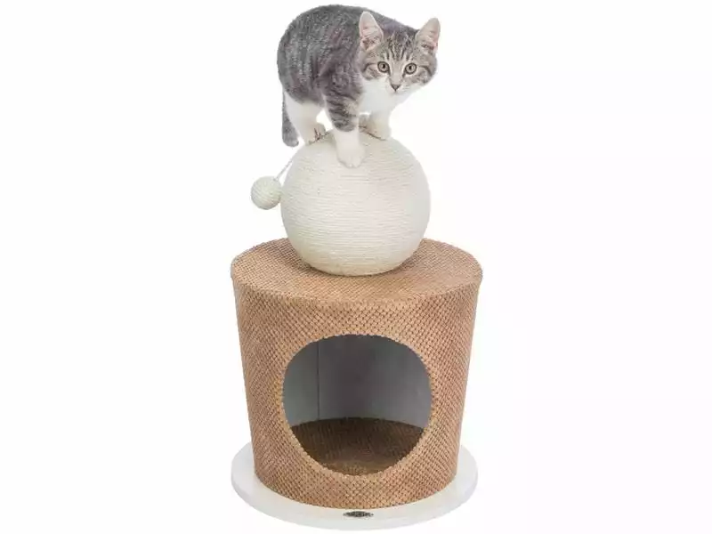 Trixie Kuschelhöhle mit Kratzball, Ø 36 x 50 cm, Taupe 5 Trixie Kuschelhöhle mit Kratzball, Ø 36 x 50 cm, Taupe – Bild 3