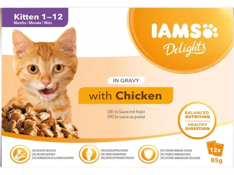 Iams Nassfutter Delights Kitten Huhn 12 x 85g in Sauce 3 Iams Nassfutter Delights Kitten Huhn 12 x 85g in Sauce
