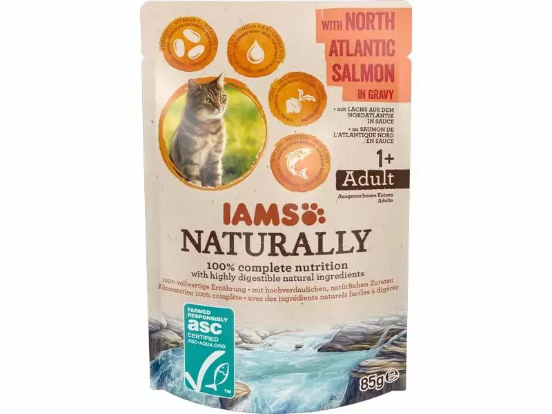 Iams Nassfutter Naturally Adult Lachs 85g in Sauce 3 Iams Nassfutter Naturally Adult Lachs 85g in Sauce