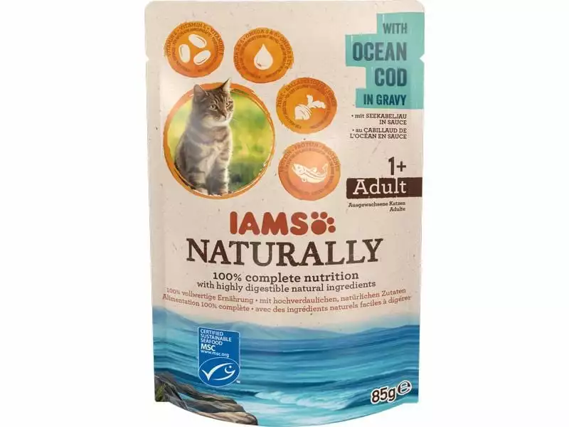 Iams Nassfutter Naturally Adult Seekabeljau 85g in Sauce 3 Iams Nassfutter Naturally Adult Seekabeljau 85g in Sauce