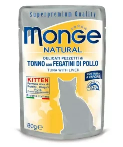 Monge Nassfutter Natural Kitten, Thunfisch & Leber, 80 g