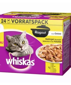 Whiskas Nassfutter 1+ Geflügel Auswahl in Gelée, 24 x 85g