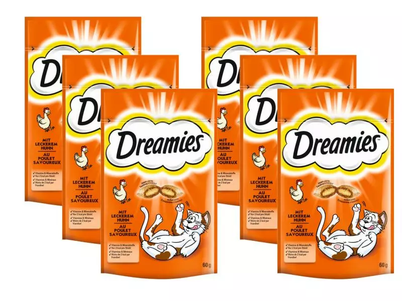 Dreamies Katzen-Snack mit Huhn, 6 x 60g 3 Dreamies Katzen-Snack mit Huhn, 6 x 60g