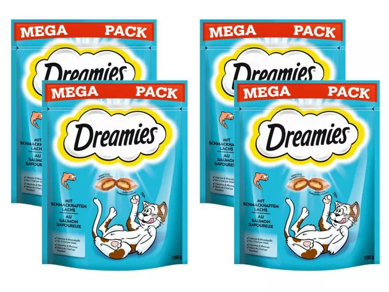 Dreamies Katzen-Snack mit Lachs, 4 x 180g 3 Dreamies Katzen-Snack mit Lachs, 4 x 180g